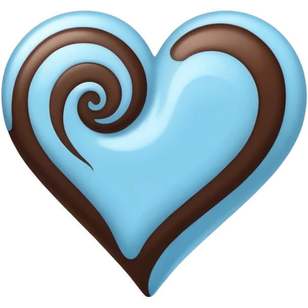 Heart emoji that is dark brown and light blue swirled  emoji