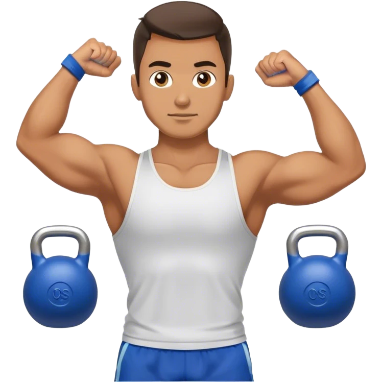 athletic man with blue shorts holding kettlebell emoji
