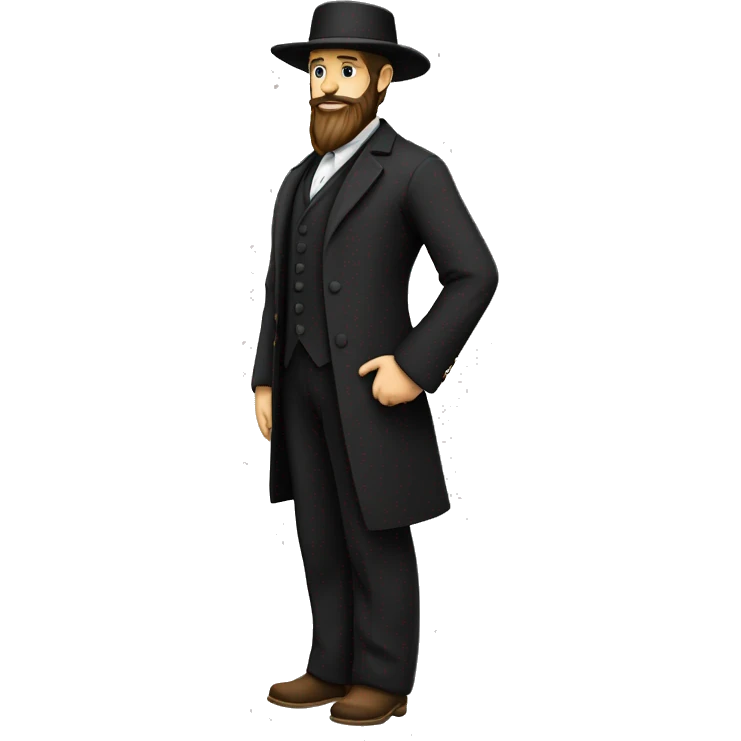 amish straw hat and beard without mustache white skin black suit full body one photo  emoji