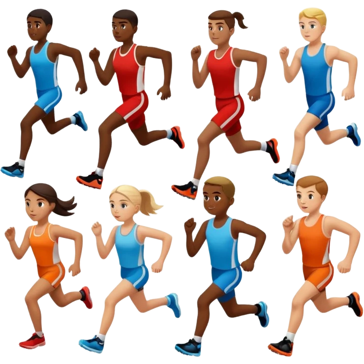 runners running (girls and boys) emoji