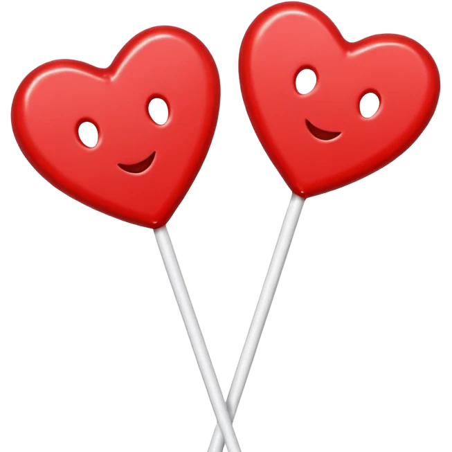2 Christmas red heart-shaped lollipops with white "S" logo emoji