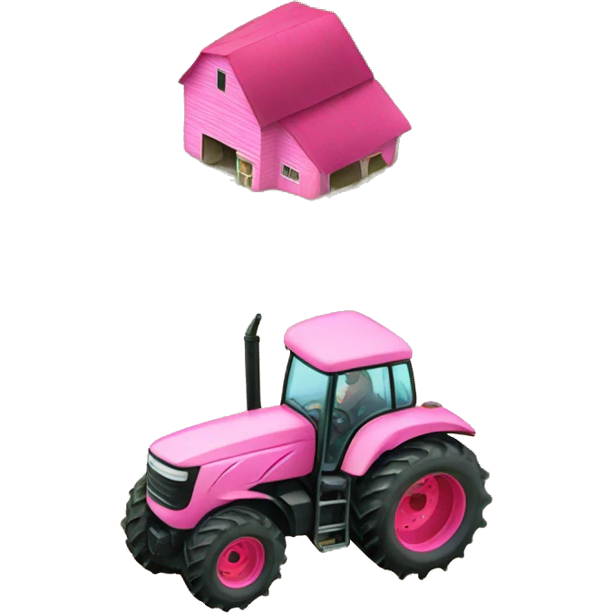 Pink tractor on the farm emoji