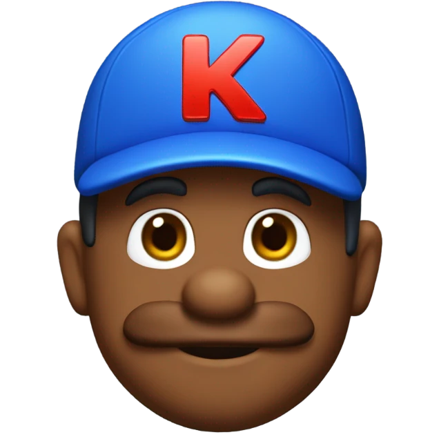 Brown Mario blue hat letter k emoji