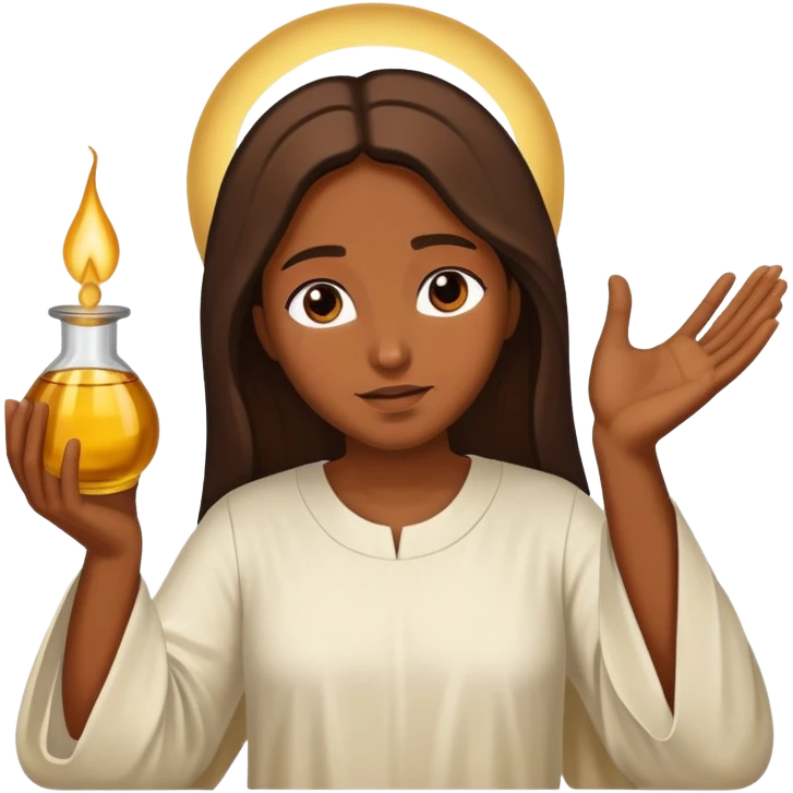 Biblical woman anoints Jesus with oil emoji