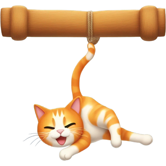 Orange cat hanging upside down emoji