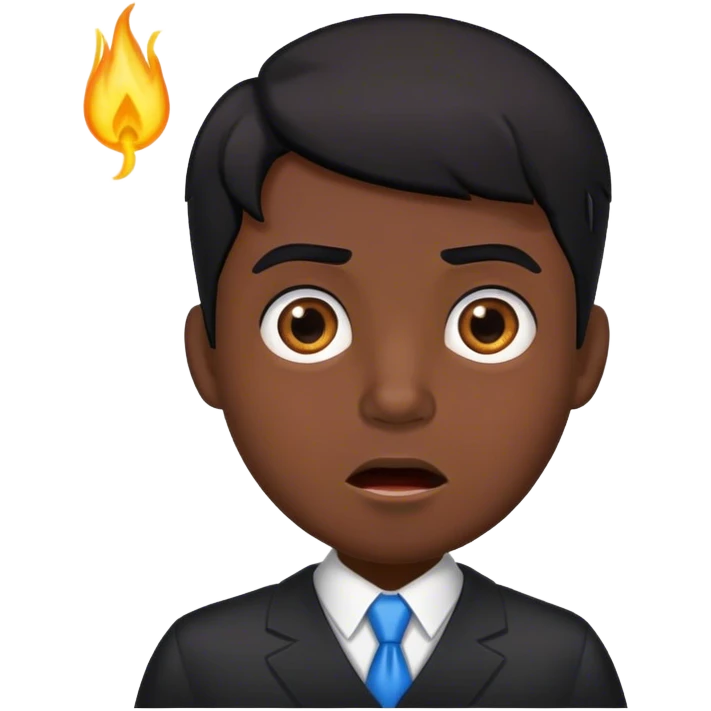 Black-haired male lawyer is surprised emoji