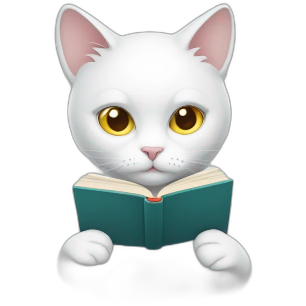 White cat who is Reading a book emoji