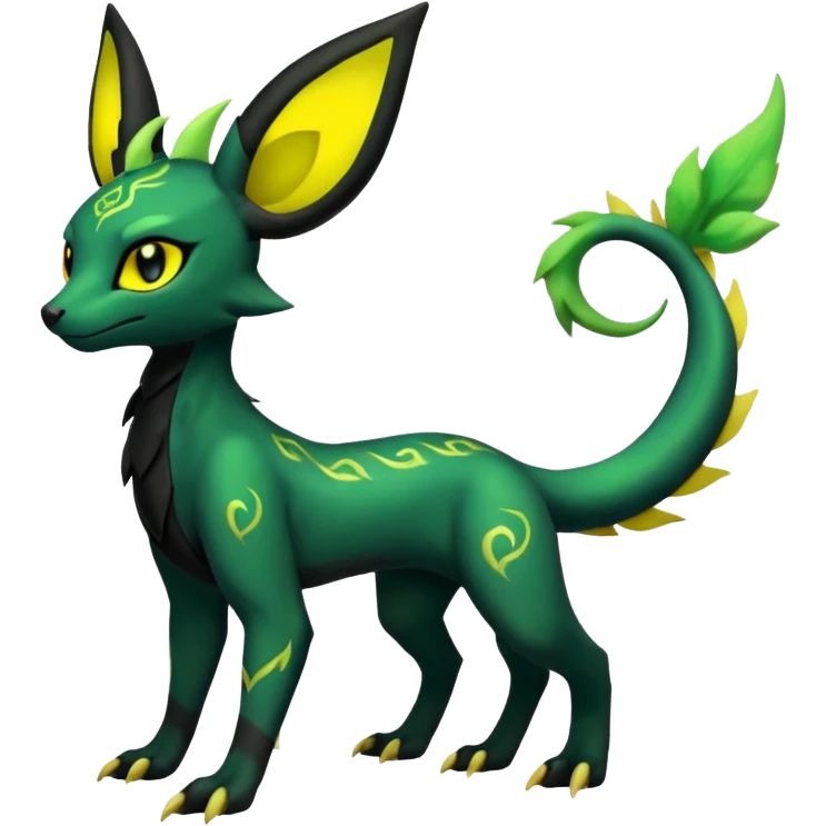 Dark Edgy Salandit-Leafeon-Umbreon-Fakémon-hybrid-creature (full body)  emoji