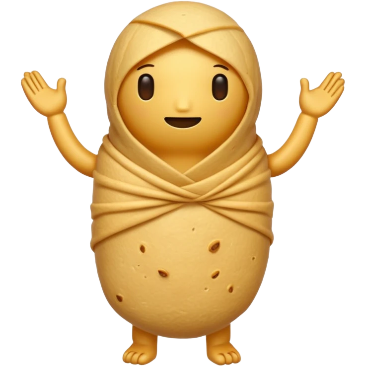 A burrito with arms and legs and no face emoji