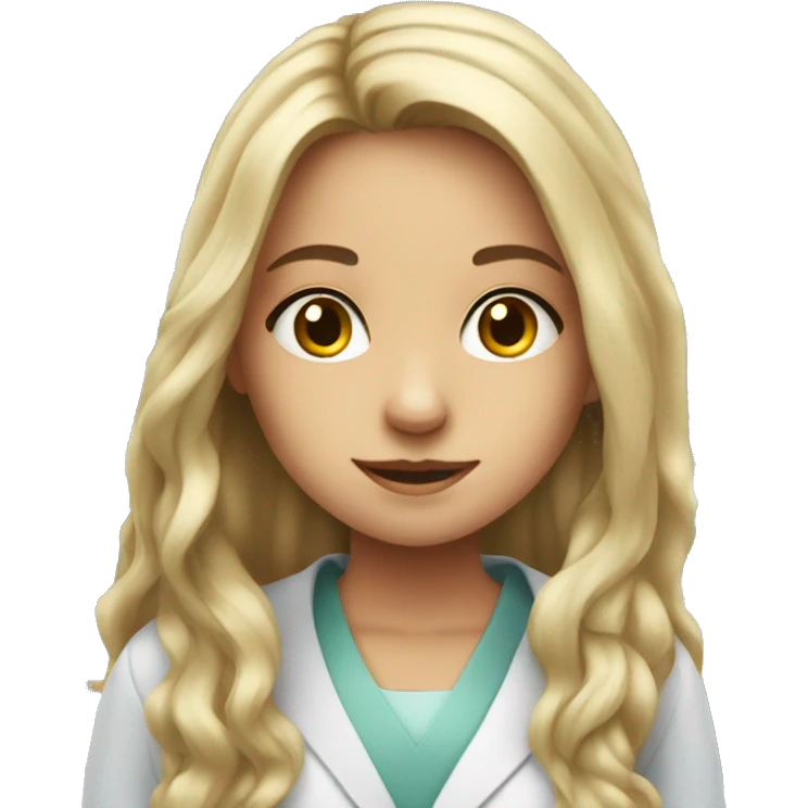white young girl with long hair working in a pharmacy emoji
