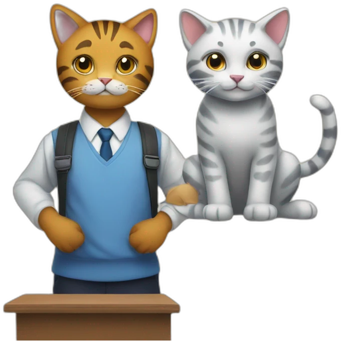 A shool and a biggest cat emoji