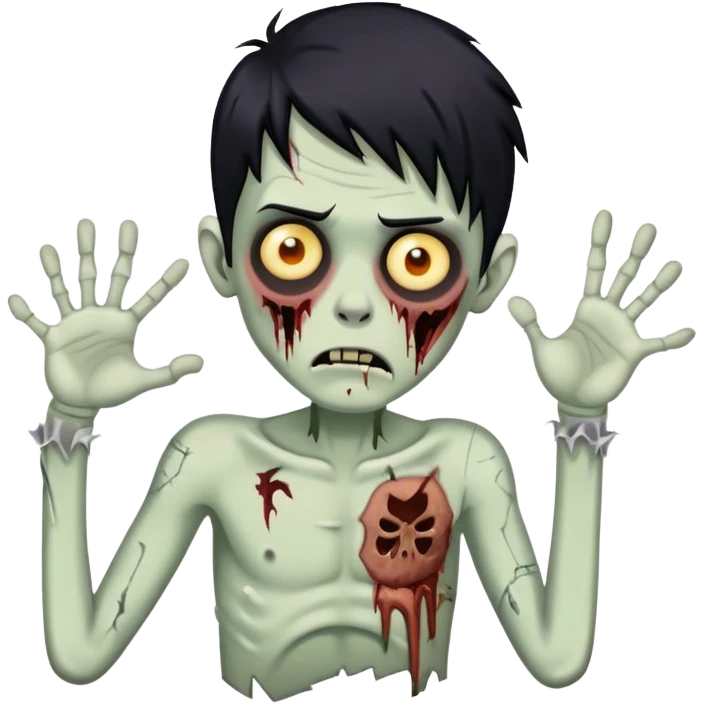 Zombie boy black hair emoji