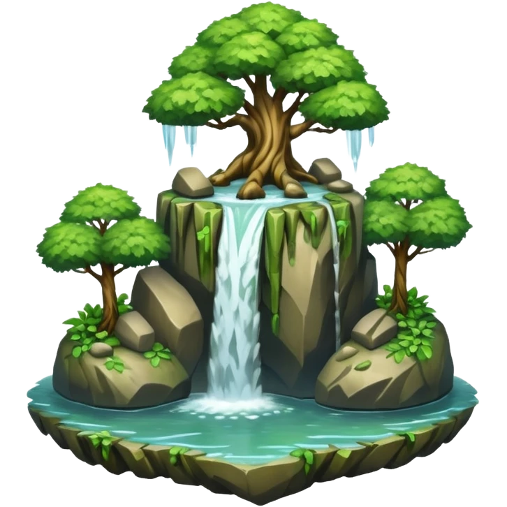 Flying Island – Floating rock with trees and waterfall emoji