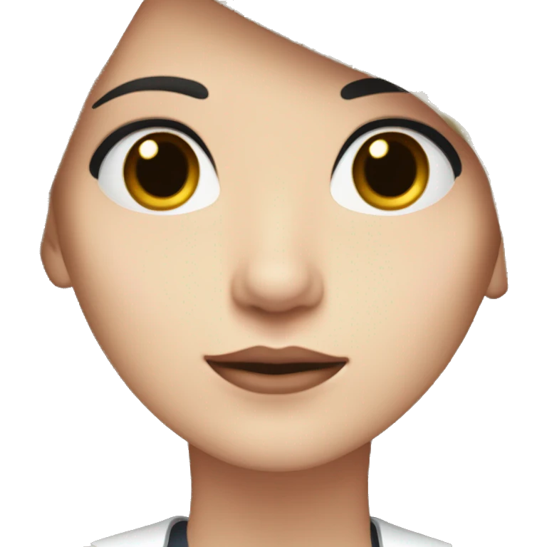 female doctor pale skinned, brown eyes, long lashes, plumby pink lips with short straight silky black hair emoji