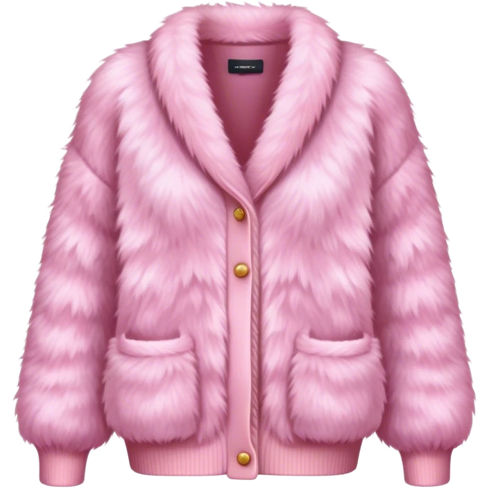 A fluffy pink fur cardigan with a cozy and stylish design emoji
