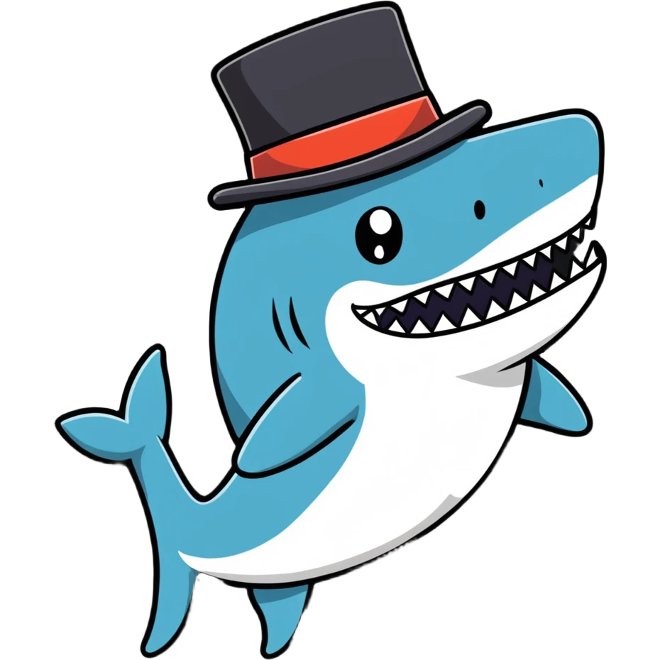 Shark with a top hat emoji