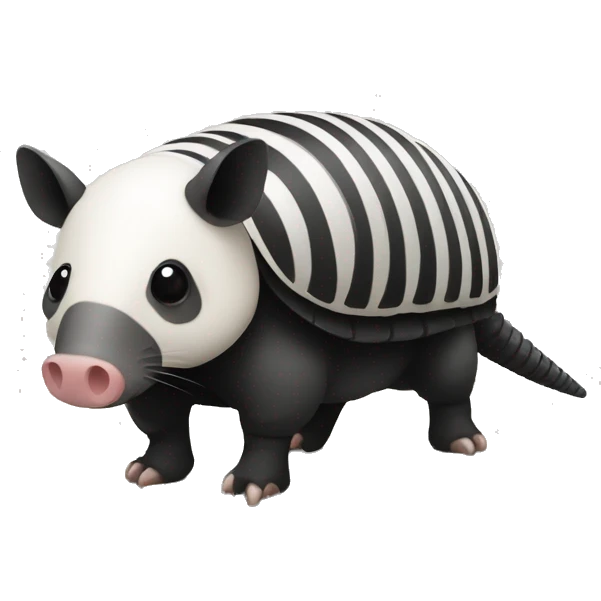 Black and white armadillo pig panda centipede armadillo  emoji