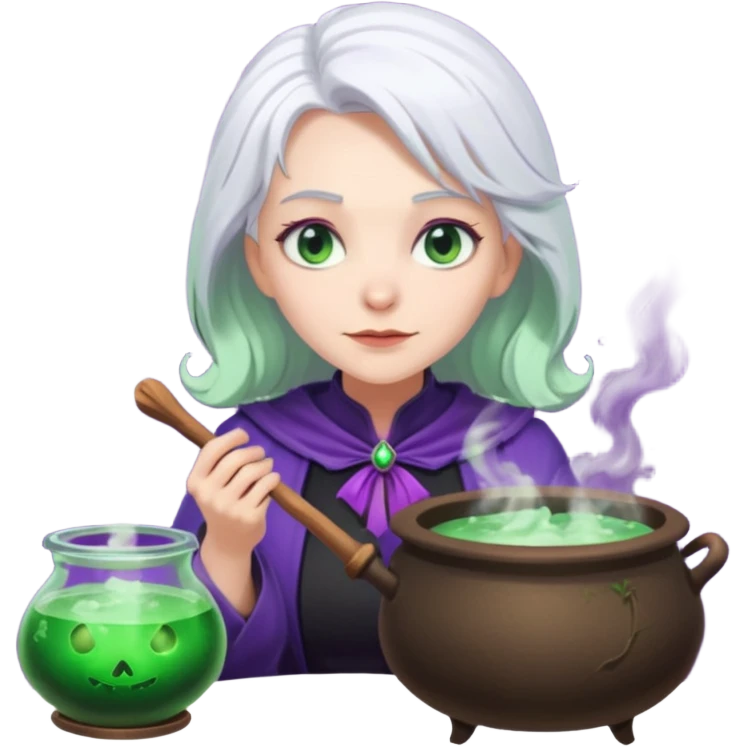 👩🏻‍🦳green witch cooking potion emoji