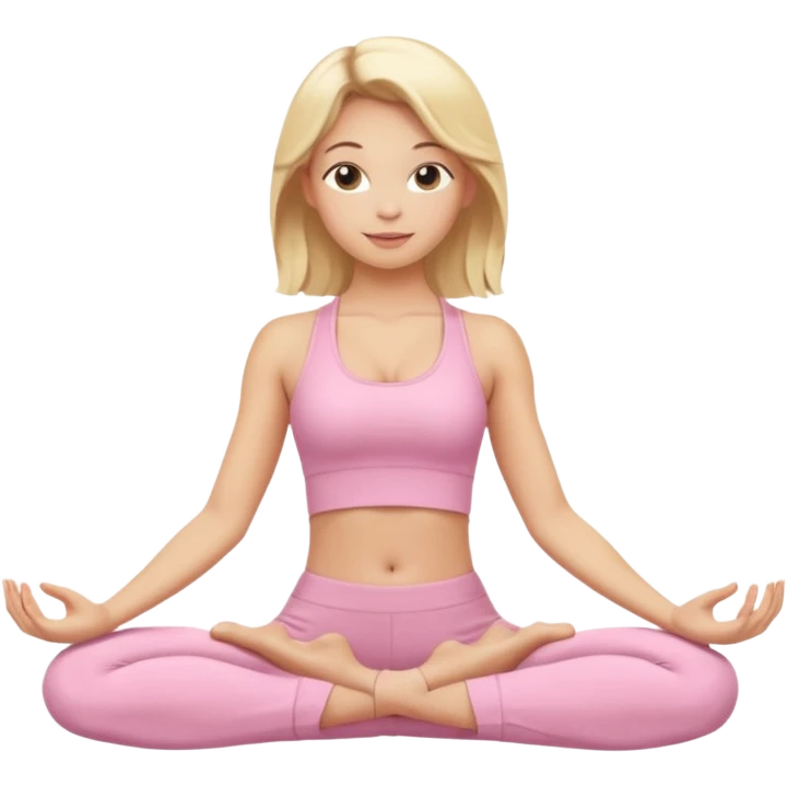 blonde yoga girl light pink clothes n emoji