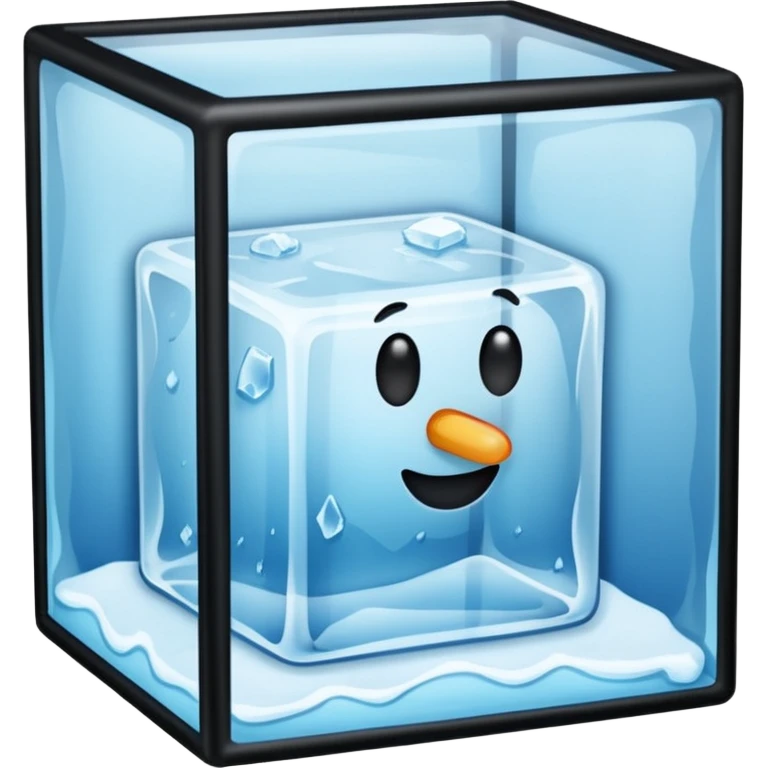closet inside a large ice cube emoji