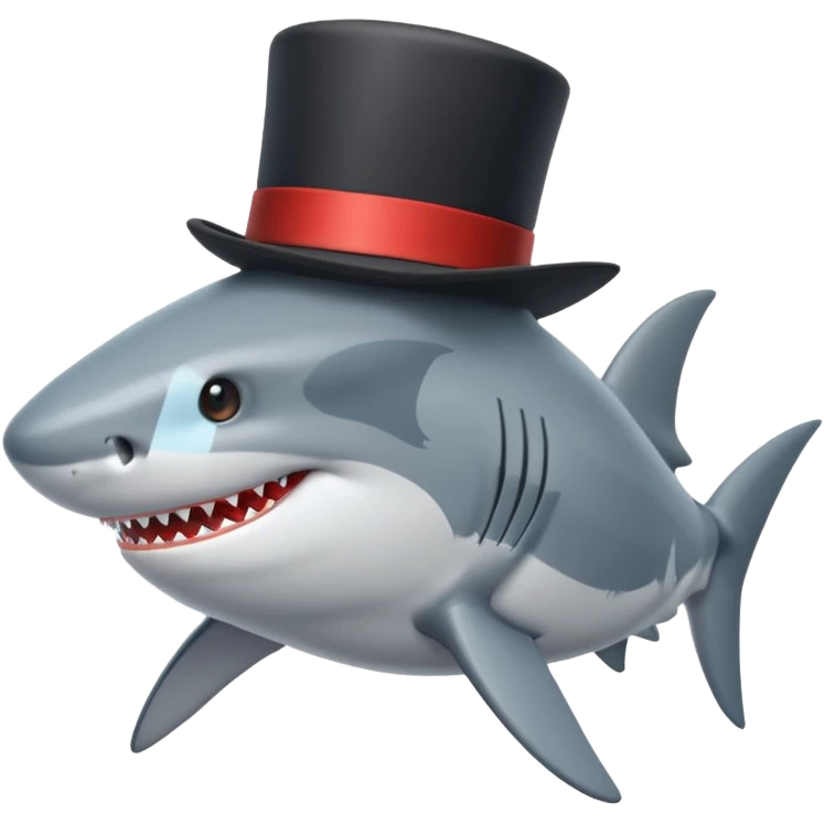 Shark with a top hat emoji