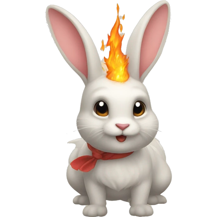 Conejo con ojos de marciano cola de dragón escupiendo fuego emoji