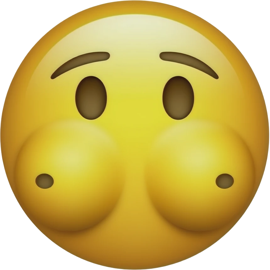 Classic yellow emoji face with naked boobs With nipples (nipples) emoji