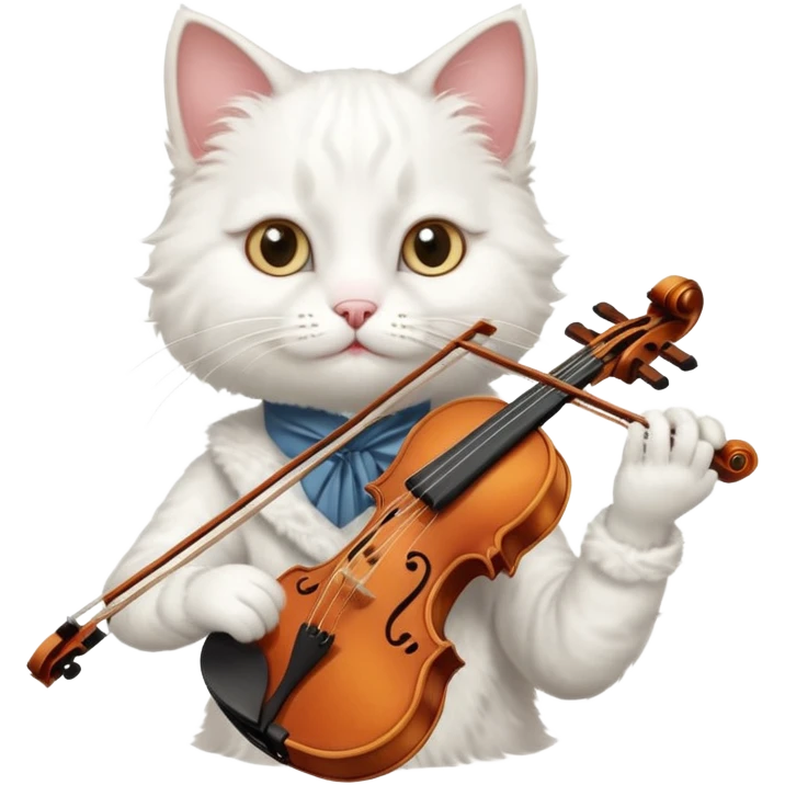 white cat play violin emoji