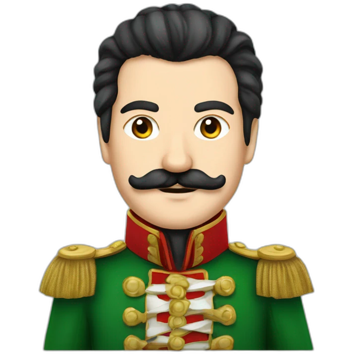 Peter The Great, black hair and moustache, green and red imerial costume emoji