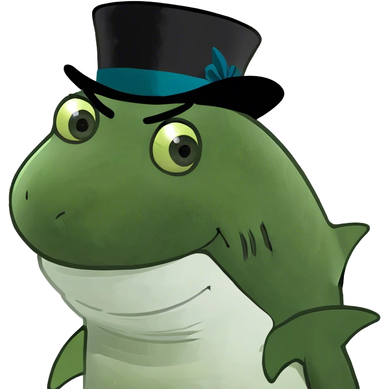 Shark with a top hat emoji