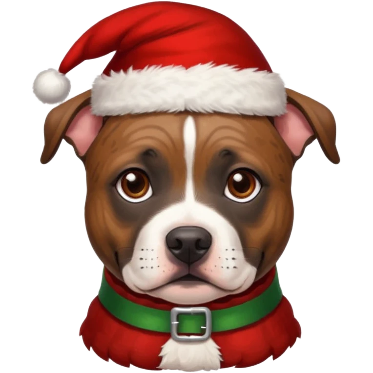 Gorgeous brindle staffie with Christmas hat on emoji