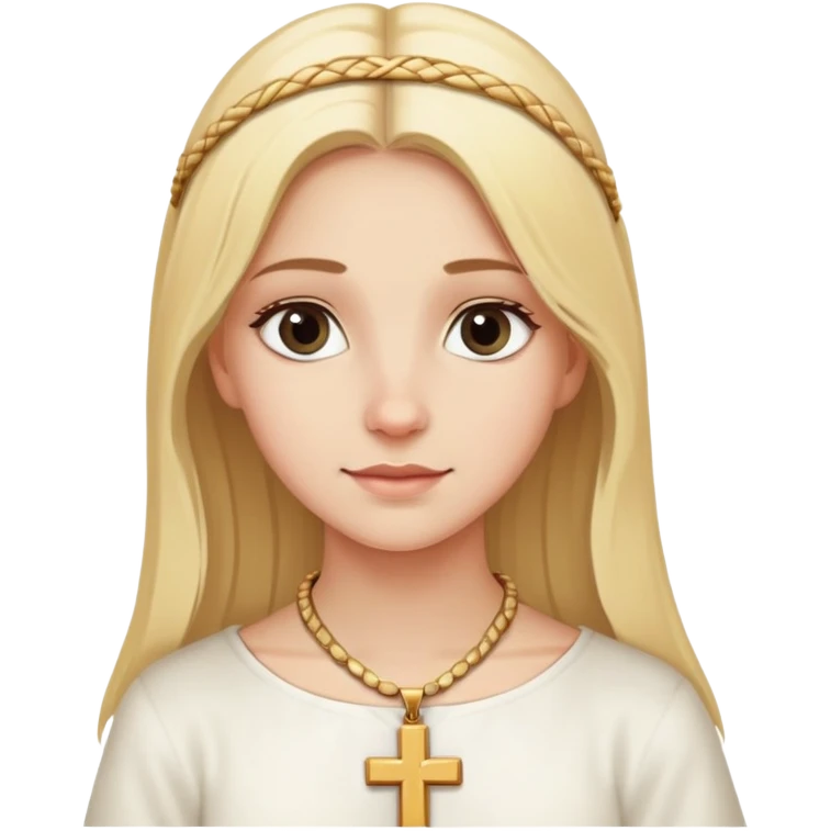 Blonde girl wearing cross necklace and converting to judaism on passover emoji
