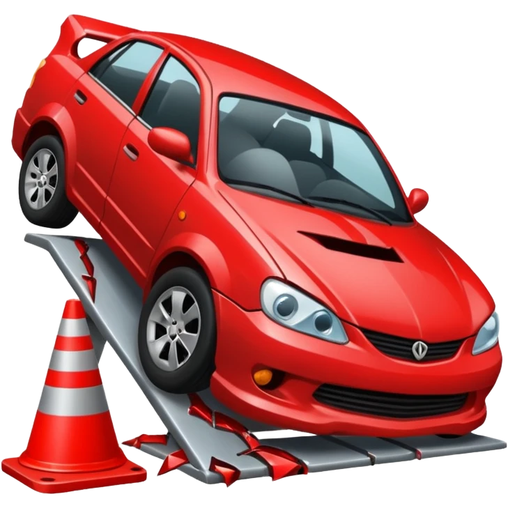 car crashed to a trafic barrier emoji