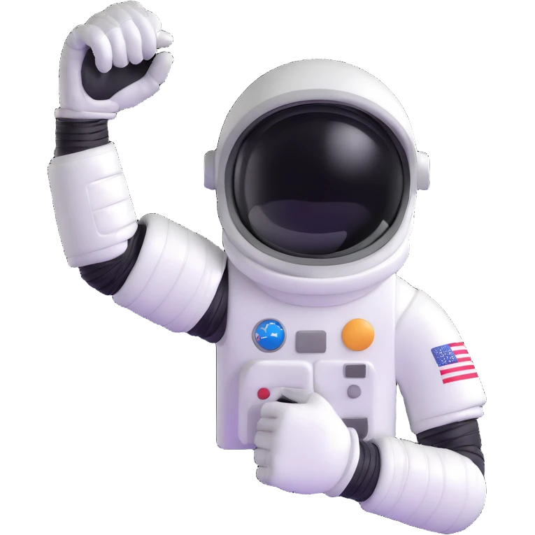flexed biceps arm with white sleeve and astronaut gloves emoji