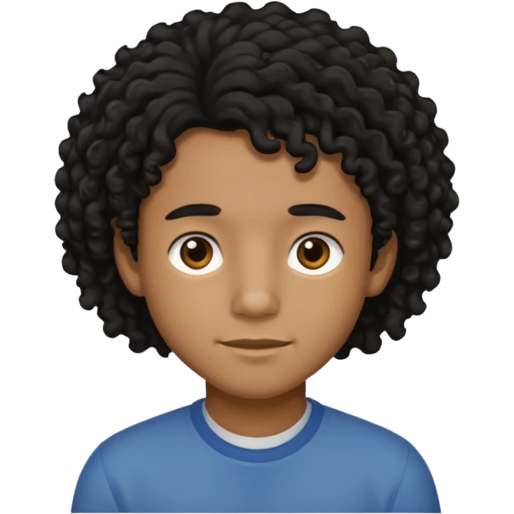 black boy with slightly long, curly black hair  emoji