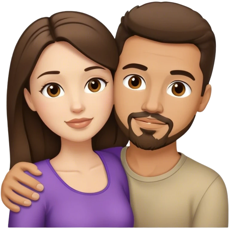 Intimate sfw between white brunette and tan Latino with goatee lover emoji