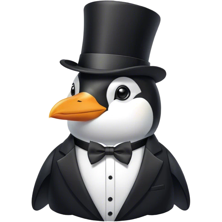 Penguin with a top hat and elegant suit emoji