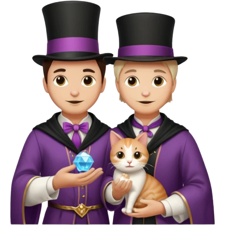 magician couple and their pet cat emoji