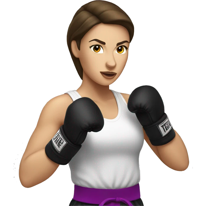 Brunette white Woman kickboxing emoji