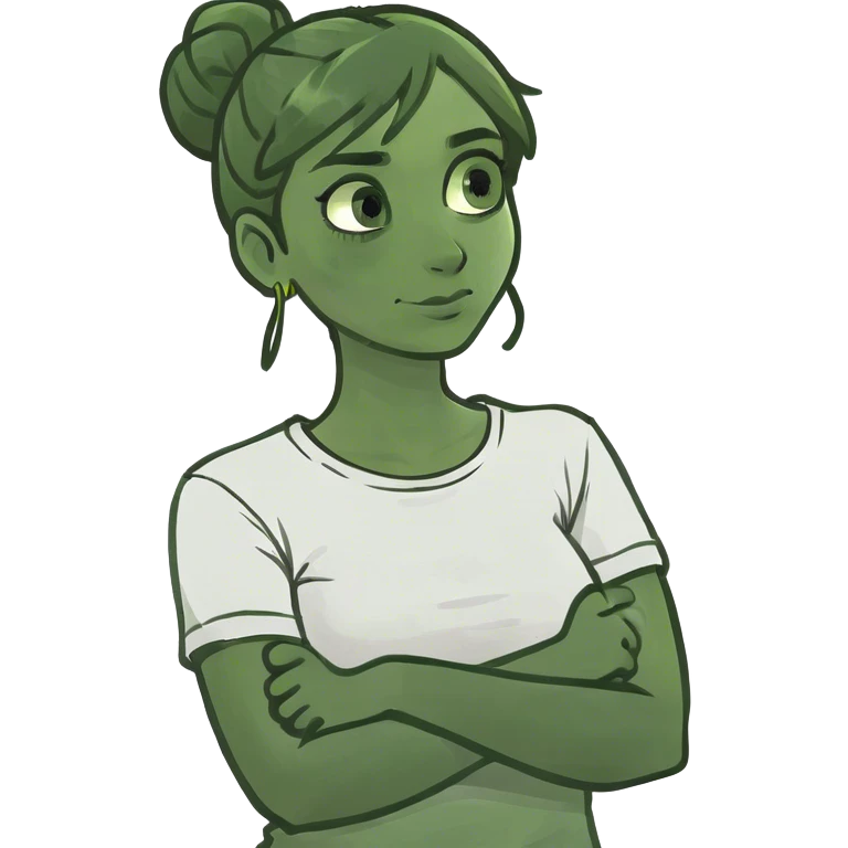 Arms crossed holding neck stressed girl emoji