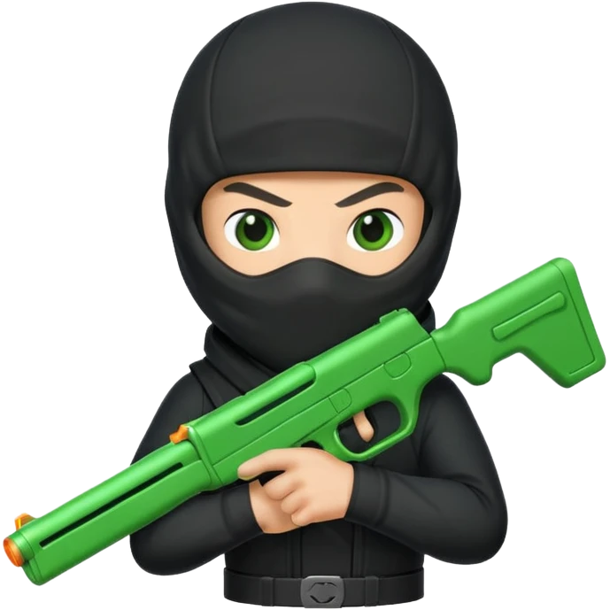 ninja with green toy gun  emoji
