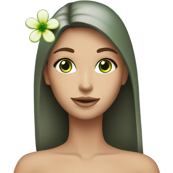 Green Eyed model with Flower emoji