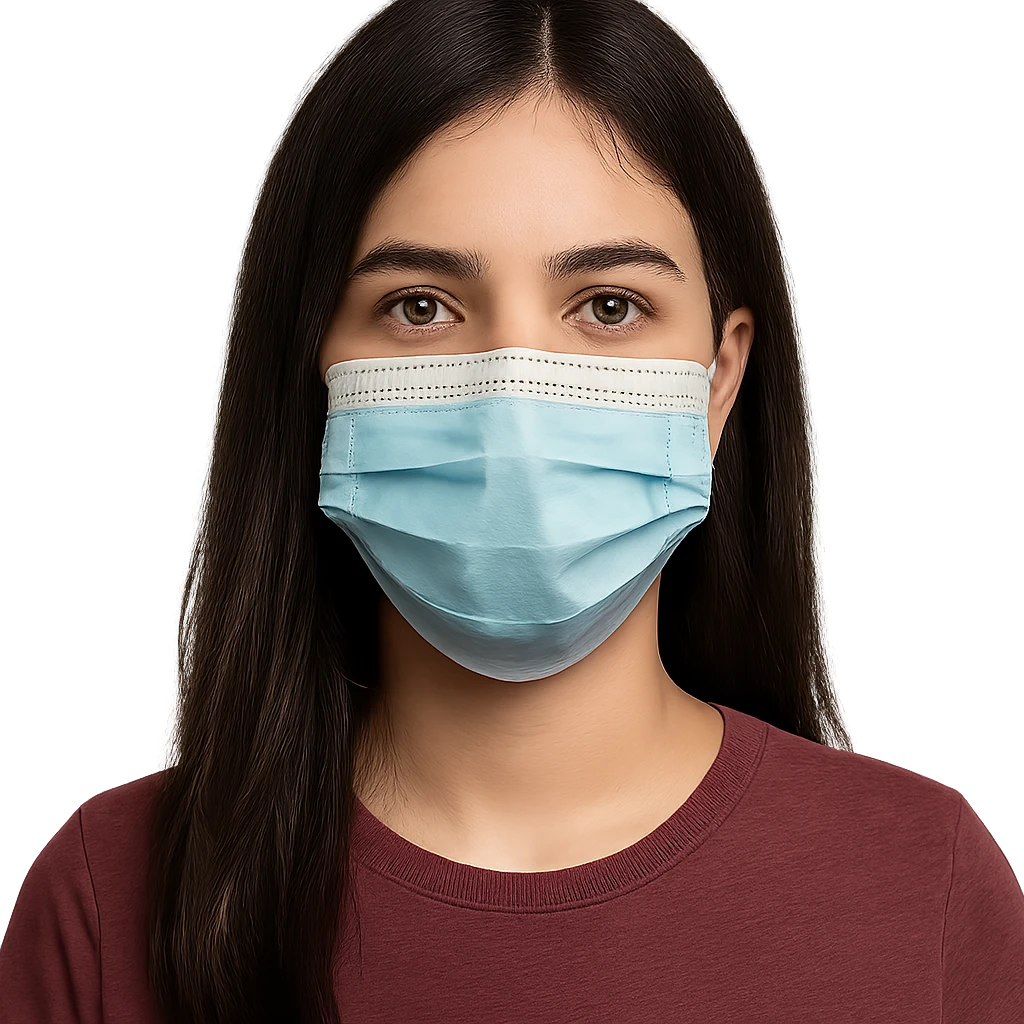 girl with dark hair wearing a covid mask, variation 4 emoji