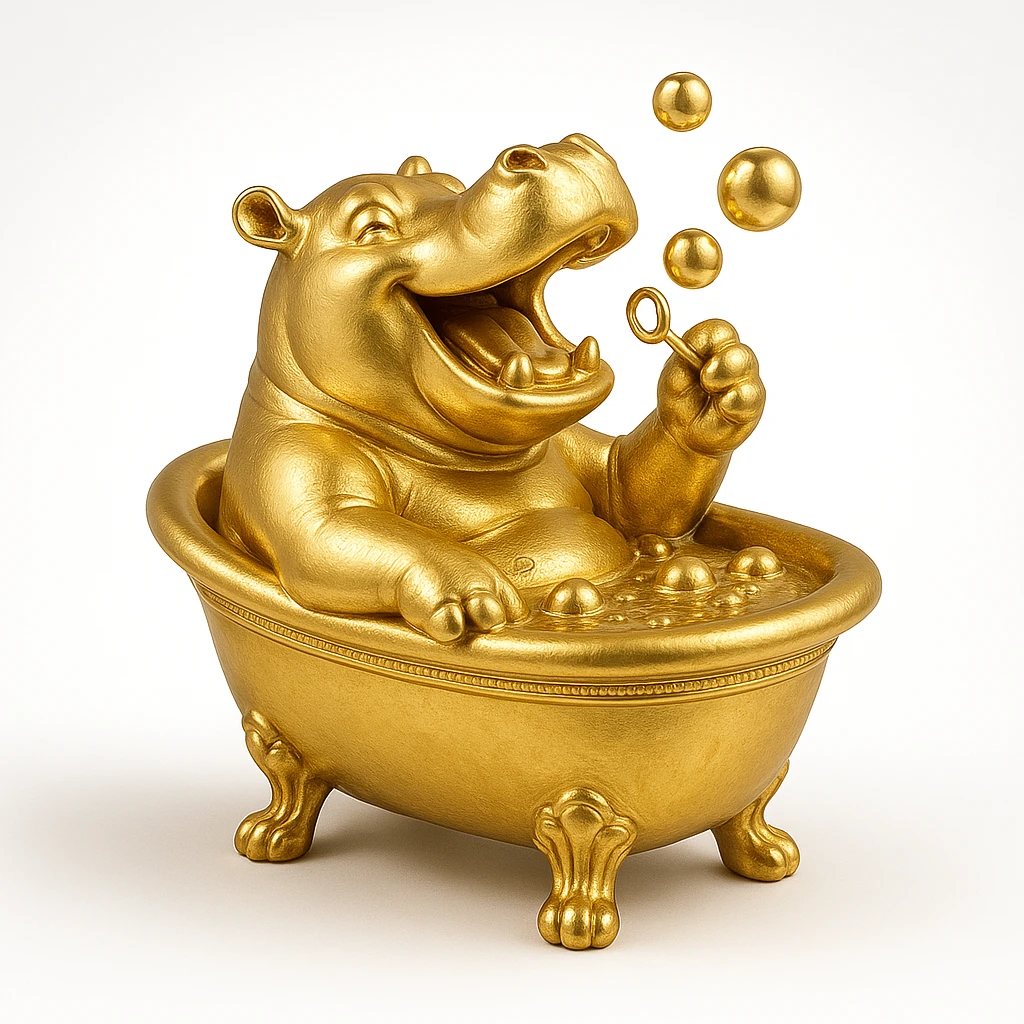 happy hippo with bubbles in bathtub emoji