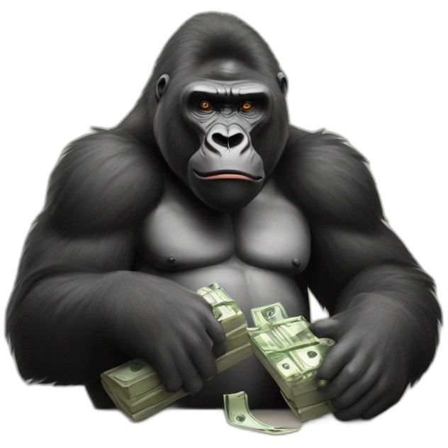 a gorilla with a cigar and a money bag  emoji