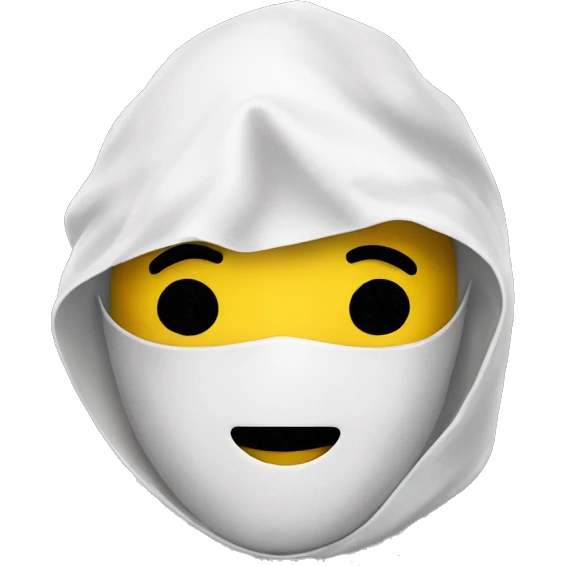 robed figured with yellow smiling mask emoji