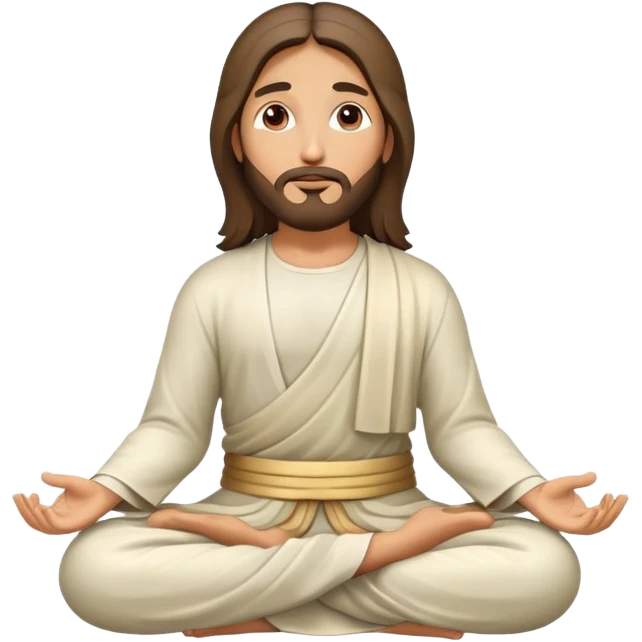 Jesus in lotus pose, calm and serene emoji