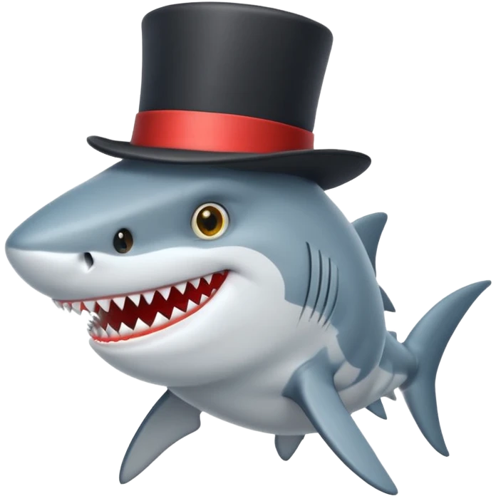 Shark with a top hat emoji
