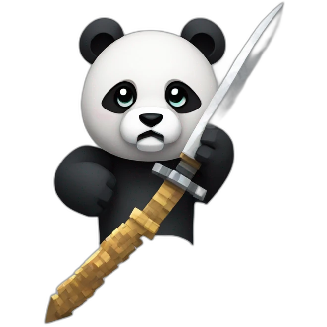 Panda con una espada de minecraft emoji