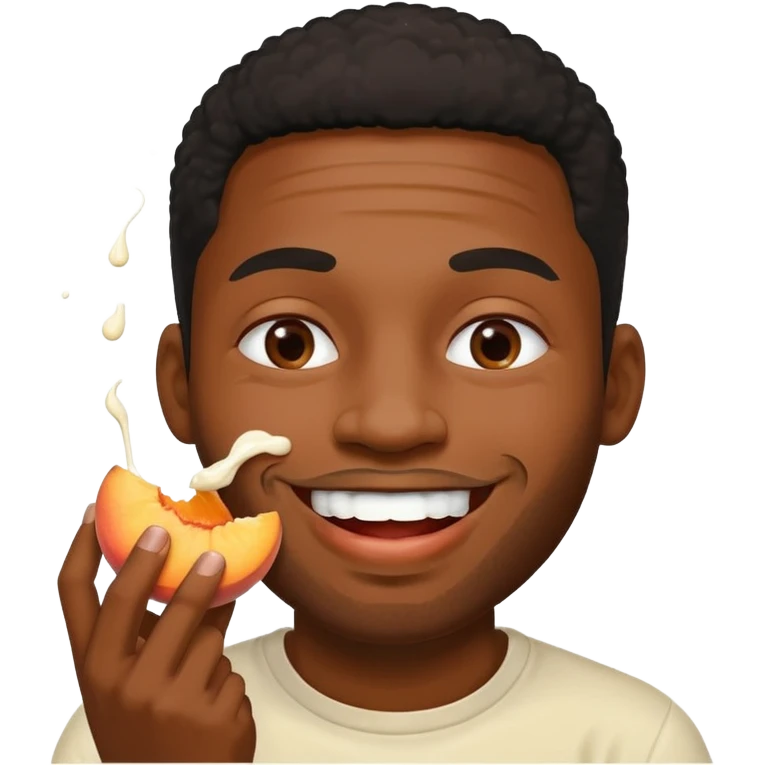 Peach filled with cream spilling out and black man licking cream emoji